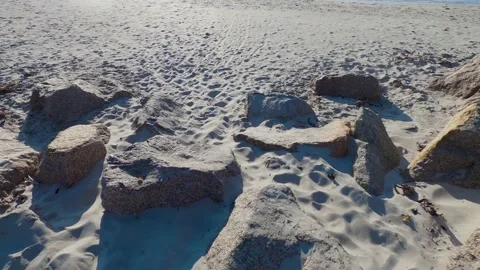 Top Down Walking Over Beach Sunset Reveal Stock Footage 182033967