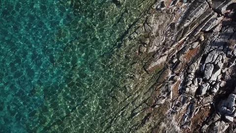 Top down - Water and rocks crystal clear turquoise water Stock Footage 117509735