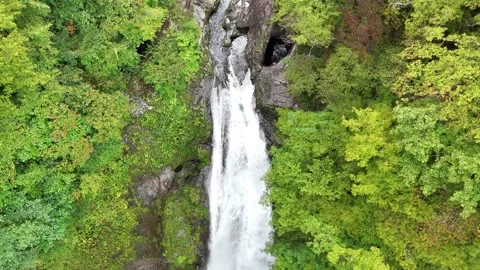 Top Down Waterfall | Akiu Great Falls | Japan - 4K Aerial Video Stock Footage 329052265