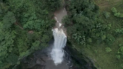 Top down waterfall rise up Stock Footage 183289856