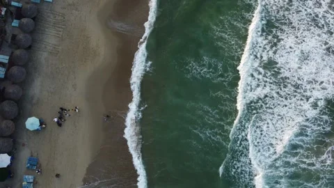 Top down wave and beach at An Bang Beach Stock Footage 297349601