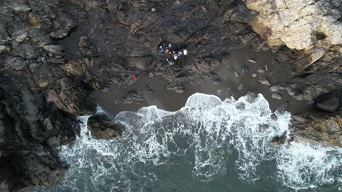 Top down waves beach cover Stock Footage 238374394