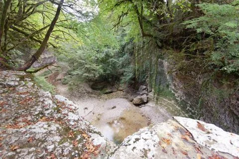 The top of the dried up waterfall Stock Photos