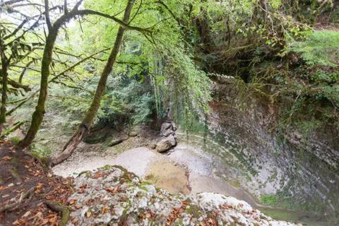 The top of the dried up waterfall Stock Photos