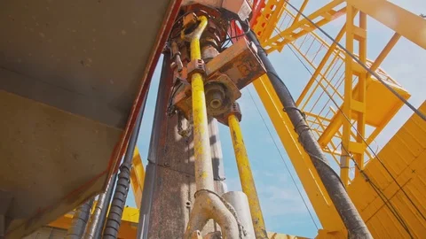 Top Drive System and Derrick of Oil Drilling Rig Stock Footage 82755217