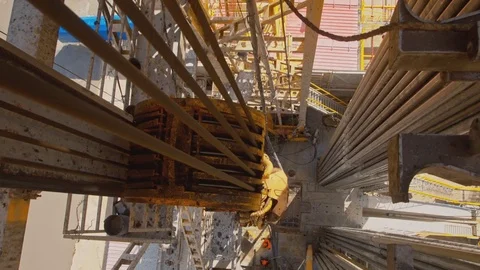 Top Drive System and Derrick of Oil Drilling Rig Stock Footage 82755502