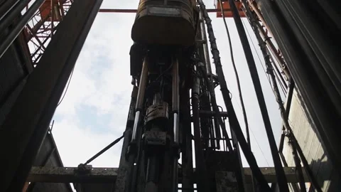 Top Drive System and Derrick of Oil Drilling Rig Stock Footage 156266052