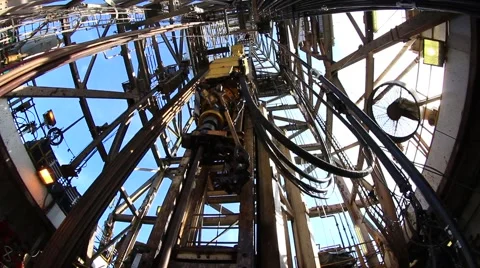 Top Drive System (TDS) Spinning for Oil Drilling Rig - Oilfield Industry Stock Footage 40105913