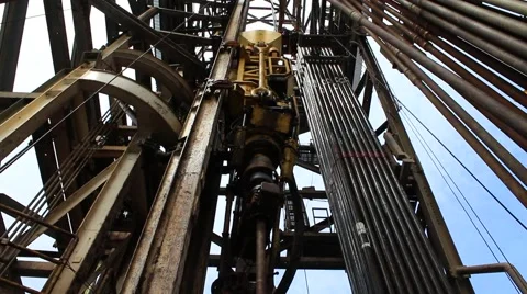 Top Drive System (TDS) Spinning for Oil Drilling Rig - Oilfield Industry Stock Footage 40116841