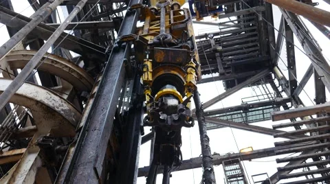 Top Drive System (TDS) Spinning for Oil Drilling Rig - Oilfield Industry Video stock 54656659