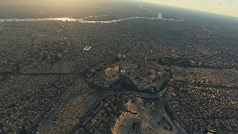 Top drone aerial view at sunset of the Mosque of Muhammad Ali in Cairo. Egypt Stock Footage 269013738