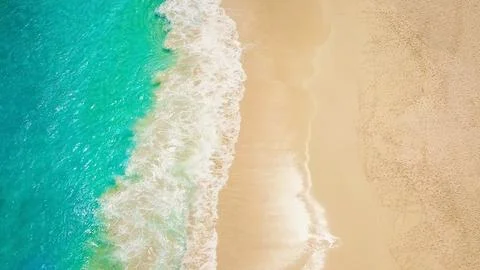 Top drone shot tropical empty beach. Blue beach in beautiful style. Beautiful Stock Photos