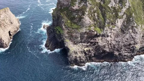 Top drone view on Irish cliffs, near the Portacloy, West Ireland. Stock Footage 342665354