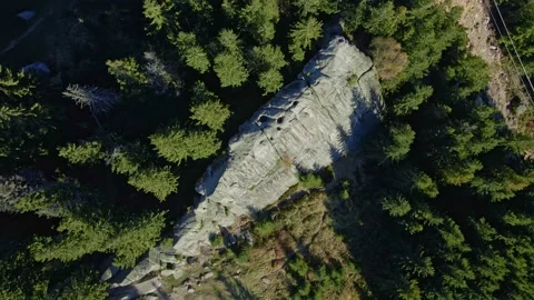 Top drone view. Rocks in Carpathian mountains. Video stock 165164706