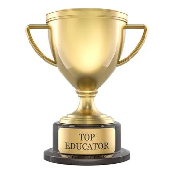 Top Educator gold cup, trophy award. 3d rendering Stock Illustration