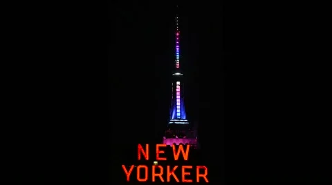 Top of Empire State Building: Camera flashes/New Yorker Hotel/Smoke Billowing Stock Footage 63783078