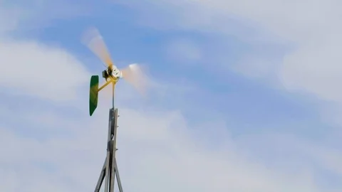 Top end of self build wind turbine made out of wood 스톡 동영상 96112839