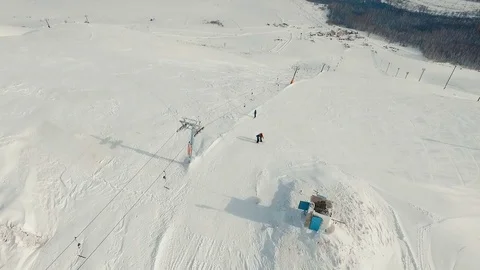 Top end of the ski-lift Stock Footage 72979748