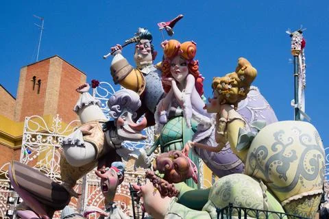 Top off of a Fallas monument during the Fallas festivities of 2016 in Valenci Stock Photos