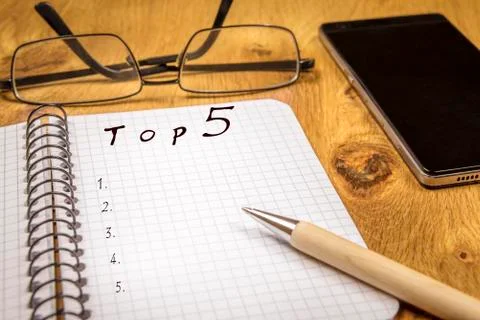 Top five list concept Stock Photos
