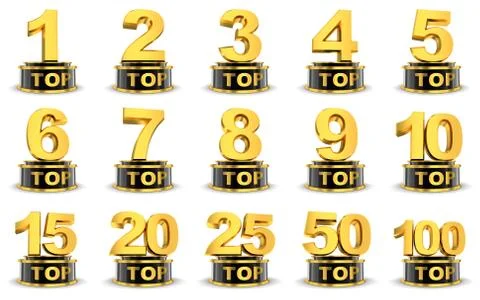 Top five on white background (done in 3d) 스톡 일러스트