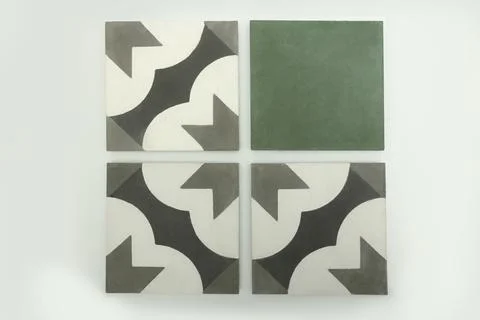 Top floor tiles square shape with gray pattern in combination with square green Stock Photos