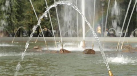 Top fountain water against blue sky Stock Footage