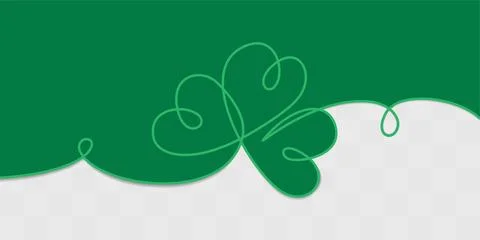Top Frame Border made of One line Drawn Shamrock and Green Paper Cut shape Stock Illustration