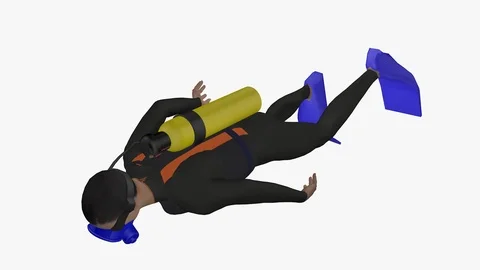 TOP FRONT LEFT AXO VIEW OF SEA DIVER SWIMMING UNDERWATER  Video stock 98699288