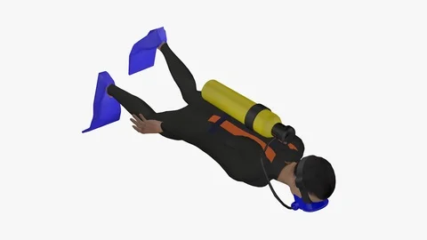 TOP FRONT RIGHT SIDE AXO OF SEA DIVER SWIMMING Vídeos de archivo 98716909