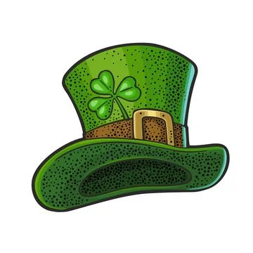 Top gentleman hat. Vector engraving for Saint Patrick's Day poster Stock-Illustration