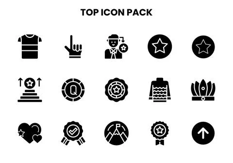Top Glyph Bundle Icons Pack Stock Illustration