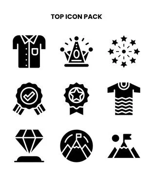 Top Glyph Icons Pack Stock Illustration
