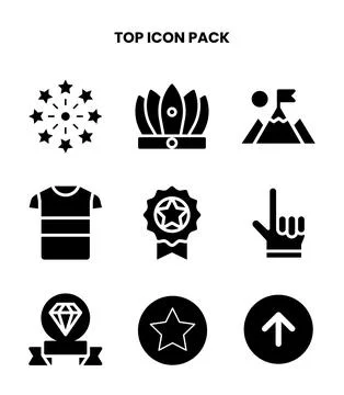 Top Glyph Set Icons Pack Stock Illustration