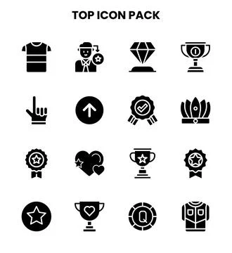 Top Glyph Set Icons Pack Stock Illustration