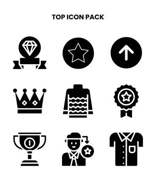Top Glyph UI Icons Pack Stock Illustration