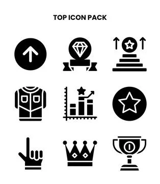 Top Glyph Vector Icons Pack Stock Illustration