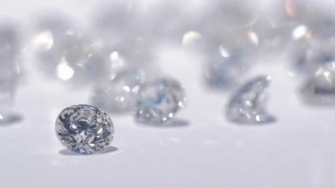 Top Grade Diamonds Glittering in a Show Space Stock Footage 80209983