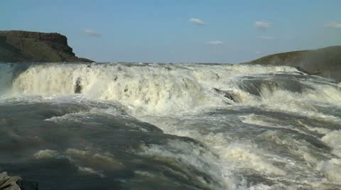 Top of gullfoss waterfall in iceland Stock Footage 27128741