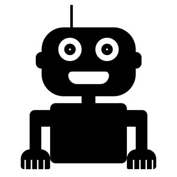 Top half of simple robot silhouette isolated on white. Droid icon. Stock Illustration