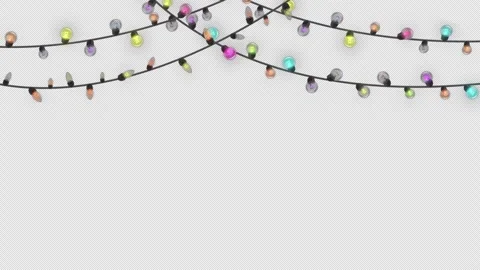 Top Hanging Christmas LED String Lights Animation on Transparent Background Stock Footage 322125198
