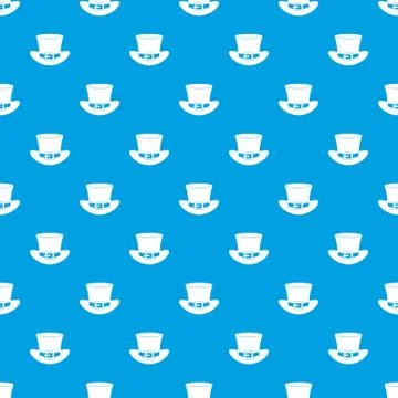 Top hat with buckle pattern seamless blue Ilustração Stock
