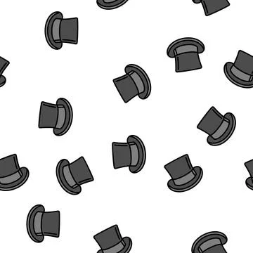 Top hat cap vector seamless pattern Stock Illustration