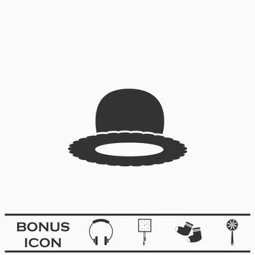 Top hat icon flat. Stock Illustration
