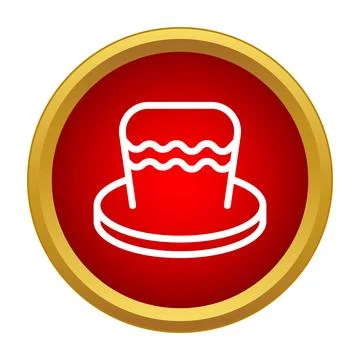 Top hat outline icon on red button design Stock Illustration