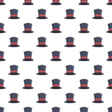 Top hat pattern repeating seamlessly on a white background Stock Illustration