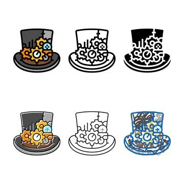 Top hat steampunk vintage pack color icon vector Stock Illustration