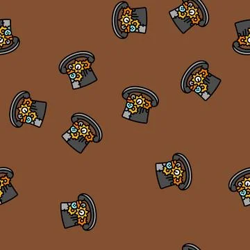 Top hat steampunk vintage vector seamless pattern 스톡 일러스트