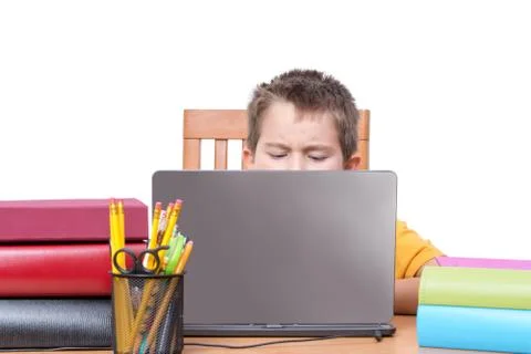 Top of head for child studying between books Stock Photos