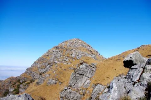 Top of high mountain under the sky Stock Photos